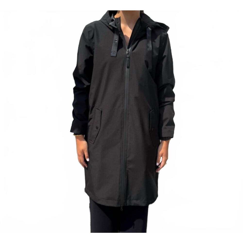 NEW NIKKI JONES long lightweight raincoat with hood in black